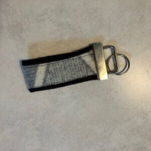 Handmade Pendleton Wool Keychain Grey and Black w/ Silver Hardware